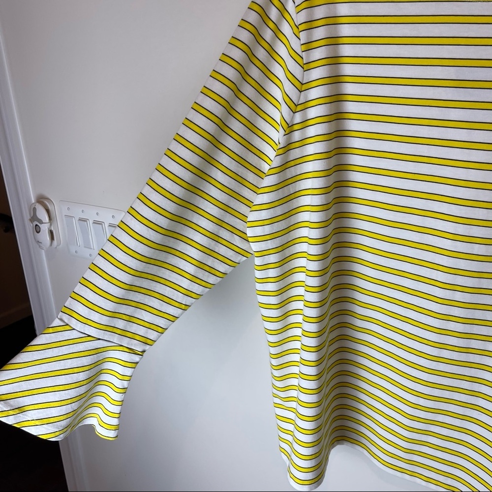 LAUREN Ralph Lauren Yellow Stripe Bell Sleeve Top 3X - Picture 6 of 9